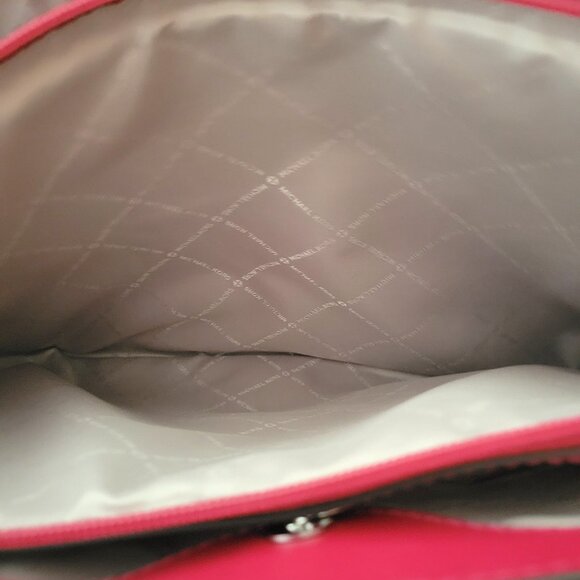 Michael Kors Sheila Large Multifunction Tote Shopper Handbag MK Logo Dark Raspbe - Picture 8 of 9